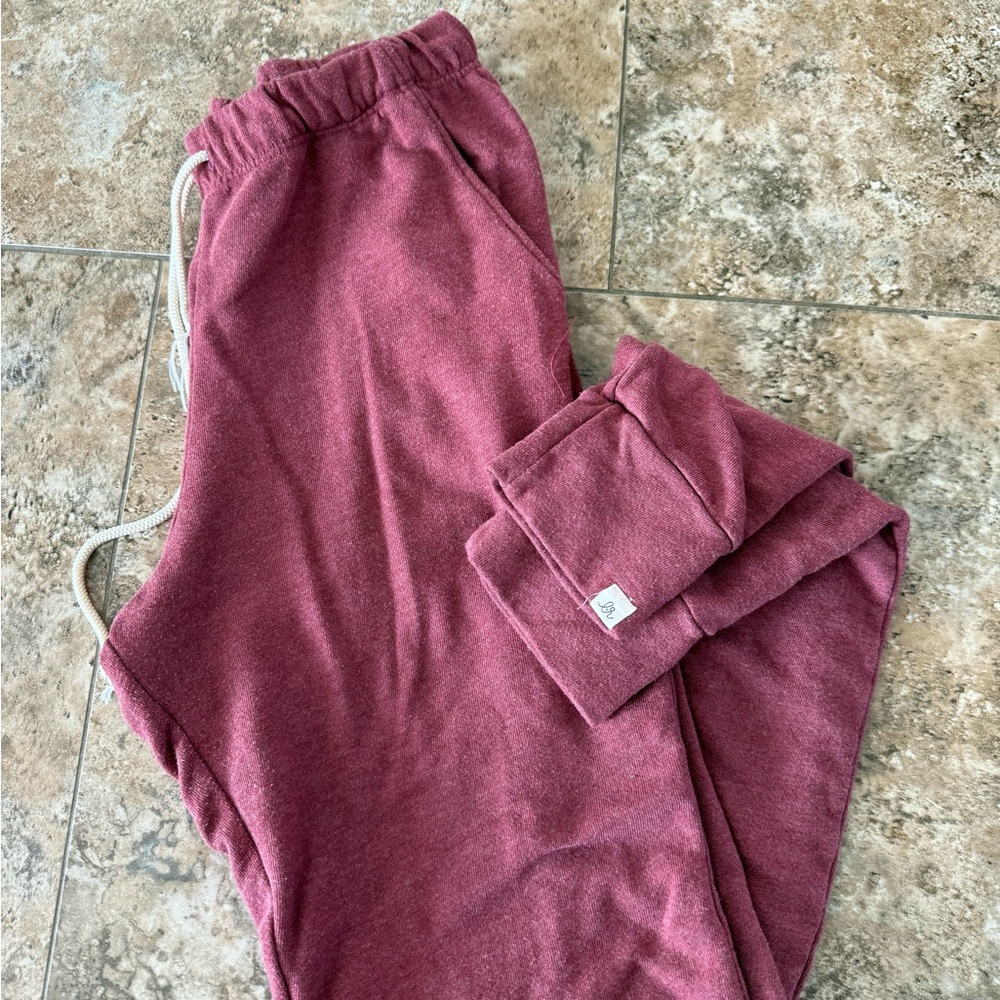 Cozy Heathered Burgundy Drawstring Joggers
